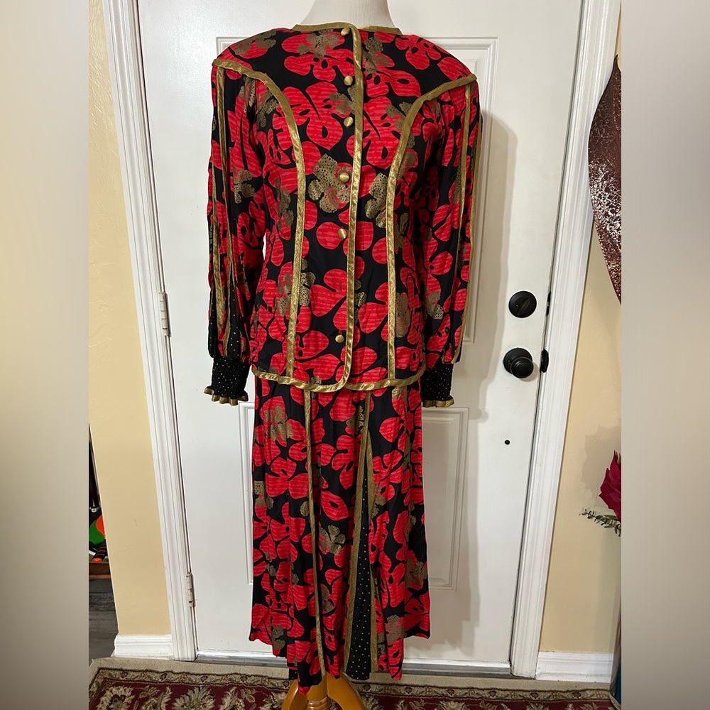 Jeanne Marc patchwork vintage style skirt suit.
